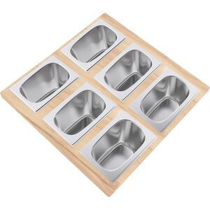 Swiss Madison Condiment Serving Board with 6 Stainless Steel Bowls